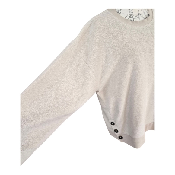 Madewell Light Tan Brushed Side Button Long Sleeve Relaxed Swestshirt L - Picture 2 of 10